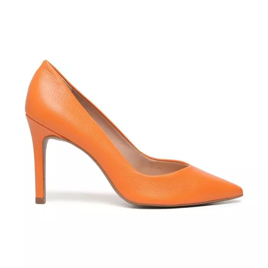 Scarpin Em Couro- Laranja