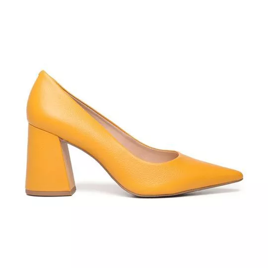 Scarpin Em Couro- Amarelo