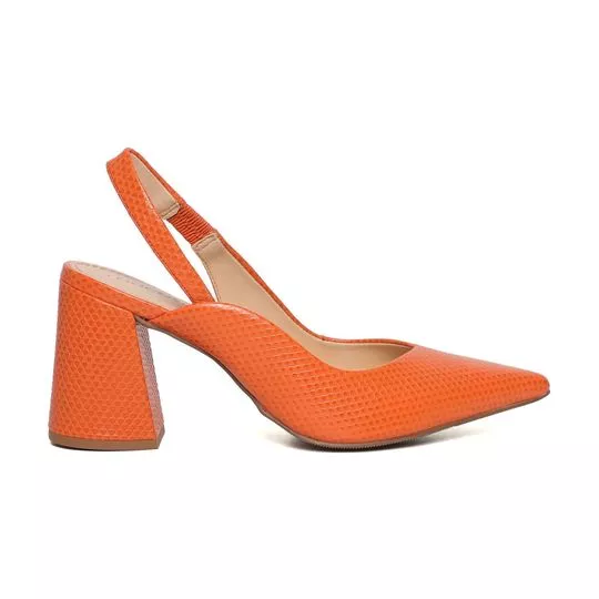 Slingback Em Couro Texturizado- Laranja