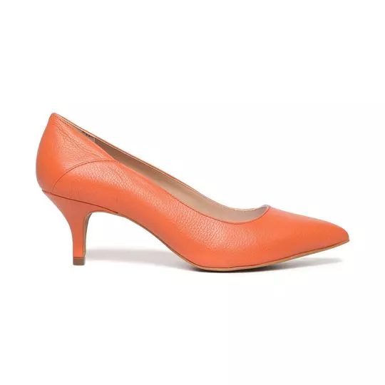 Scarpin Em Couro- Laranja