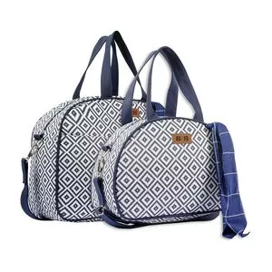 Jogo De Bolsas Térmicas Baby Bag<BR>- Branco & Azul Marinho<BR>- 2Pçs<BR>- Batistela Baby