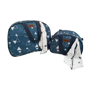 Jogo De Bolsas Baby Bag<BR>- Azul Escuro & Branco<BR>- 2Pçs<BR>- Batistela Baby