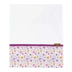 Cueiro Floral<BR>- Branco & Malva<BR>- 75x105cm<BR>- Batistela<BR>- Batistela Baby