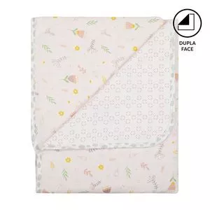 Manta Dupla Face<BR>- Rosa & Branca<BR>- 80x90cm<BR>- 84 Fios