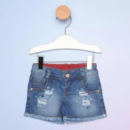 Short Jeans Com Puídos- Azul- Pequena Mania