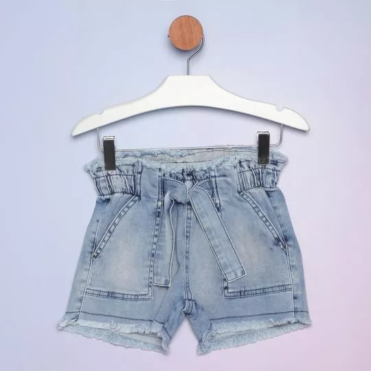 Short Jeans Com Amarração- Azul Claro- Pequena Mania