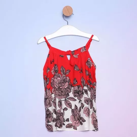 Blusa Floral- Vermelha & Preta- Pequena Mania