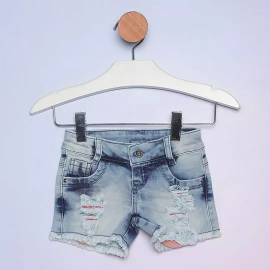 Short Jeans Destroyed- Azul & Azul Escuro- Pequena Mania