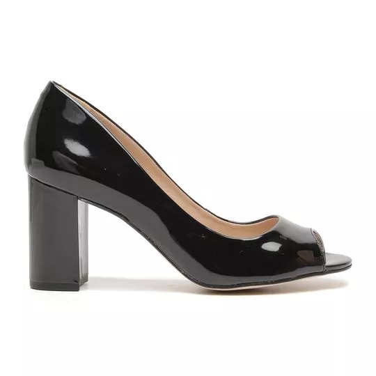 Peep Toe Envernizado- Preto