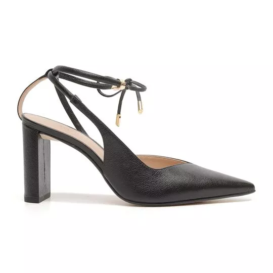 Slingback Com Amarração- Preto