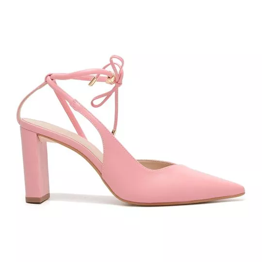 Slingback Com Amarração- Rosa Claro