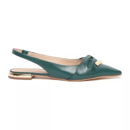 Slingback Com Recorte- Verde Escuro