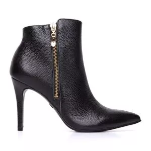 Ankle Boot Em Couro<BR>- Preta