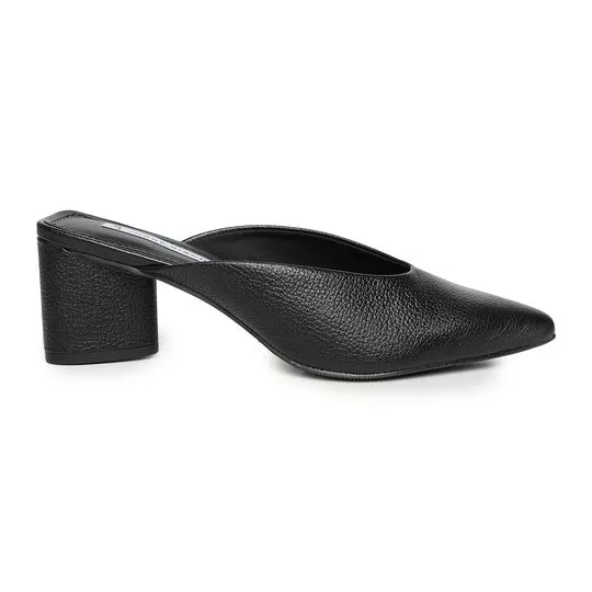 Mule Texturizado- Preto- Salto: 6cm