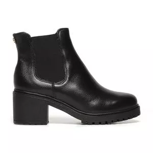 Bota Texturizada Com Recortes<BR>- Preta<BR>- Salto: 7cm