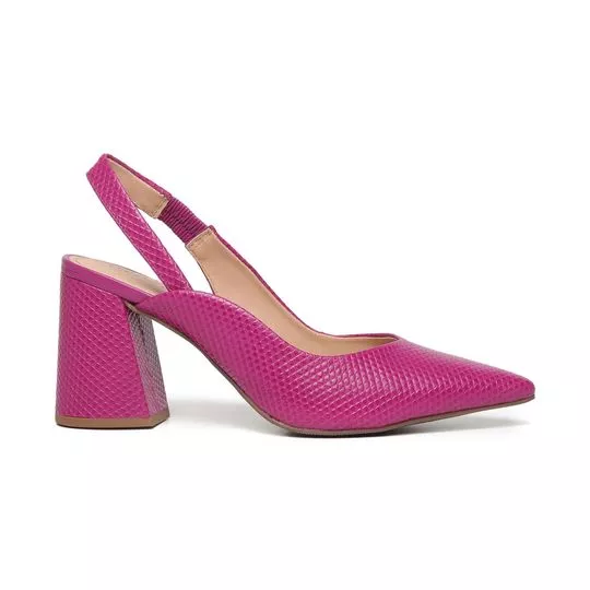 Slingback Em Couro- Rosa Escuro