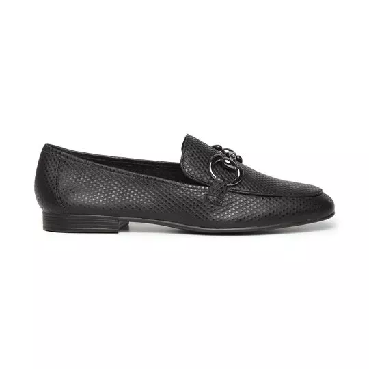 Loafer Em Couro Com Aviamento- Preto- Loucos e Santos