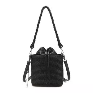 Bolsa Saco Texturizada<BR>- Preta<BR>- 22x20x10cm