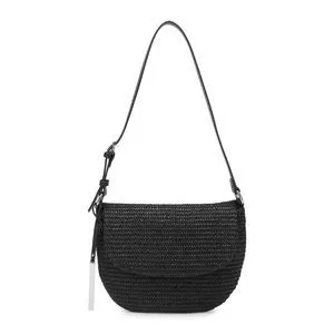 Bolsa De Ombro Texturizada<BR>- Preta<BR>- 20x28x6cm