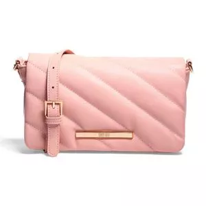 Bolsa Transversal Texturizada<BR>- Rosa Claro<BR>- 15x24x7,5cm