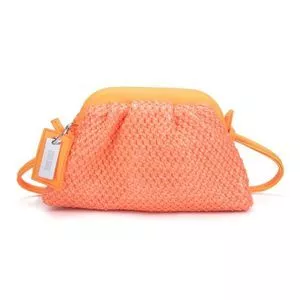 Bolsa Transversal Texturizada<BR>- Laranja Claro<BR>- 14x23x6cm