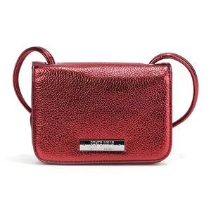 Bolsa Transversal Metalizada<BR>- Vermelho Escuro<BR>- 11x15x3cm