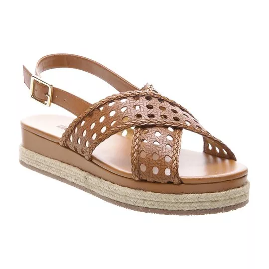 Sandália Flatform Com Sisal- Marrom Claro- Salto: 2,5cm- Anacapri