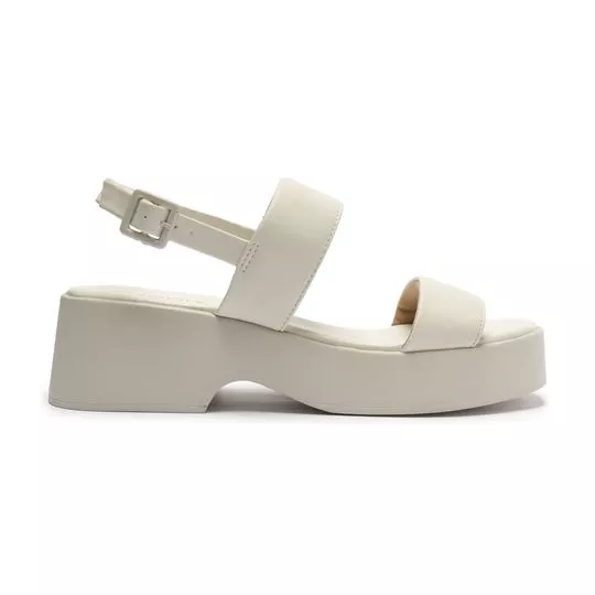 Sandália Meia Pata Lisa- Off White- Salto: 6cm