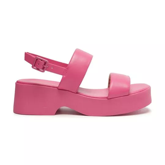 Sandália Meia Pata Com Tiras- Rosa- Salto: 6cm