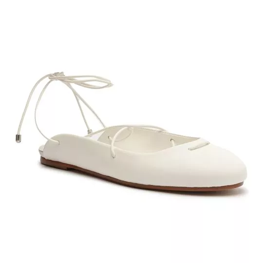 Slingback Em Couro- Branco