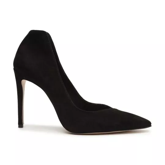 Scarpin Em Couro- Preto- Salto: 10,5cm