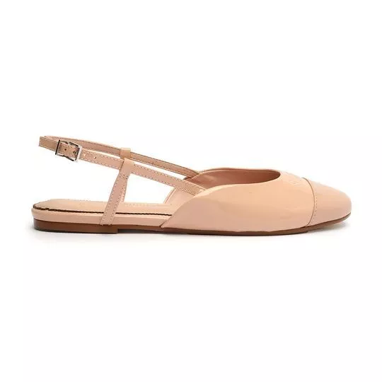 Slingback Em Couro- Rosa Claro