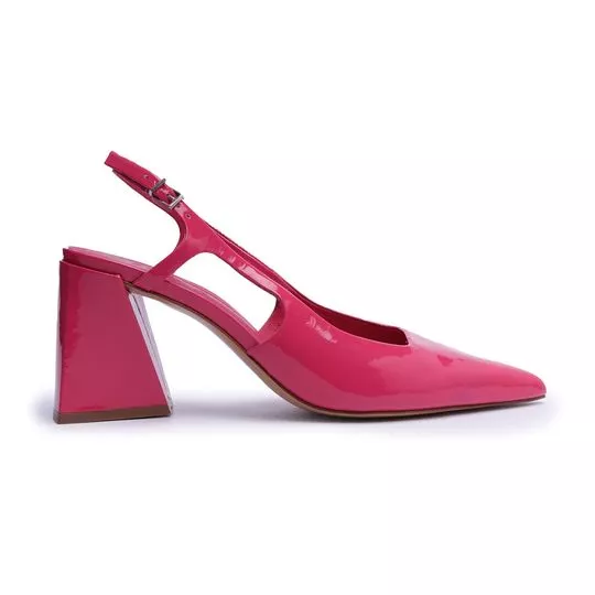 Slingback Em Couro- Pink- Salto: 8cm