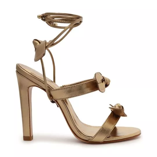 Sandália Em Couro- Dourado- Salto: 11,5cm- Schutz