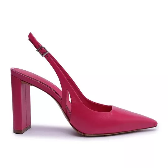 Slingback Em Couro- Pink- Salto: 9cm