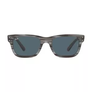 Óculos De Sol Retangular<BR>- Cinza & Azul Escuro<BR>- Ray Ban