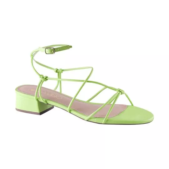Sandália Com Tiras Sobrepostas- Verde Claro- Salto: 3cm- VIA UNO