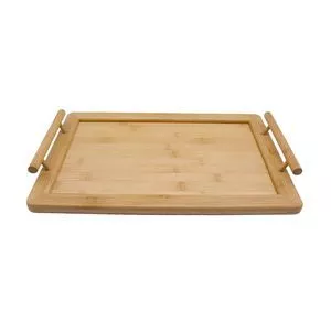 Bandeja Com Alças<BR>- Bambu<BR>- 5x35x24cm<BR>- Oikos