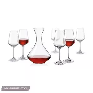 Jogo De Decanter & Taças Para Vinho Sandra<BR>- Cristal<BR>- 7Pçs<BR>- Bohemia