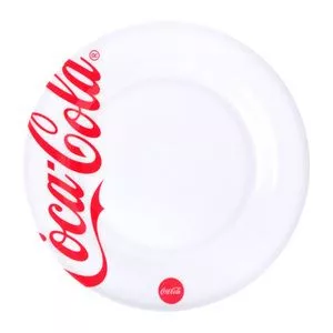 Prato Raso Coca-Cola®<BR>- Branco & Vermelho<BR>- ⌀25cm