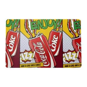 Lugar Americano Retangular Coca-Cola® Enjoy<BR>- Amarelo & Vermelho<BR>- 43x28cm