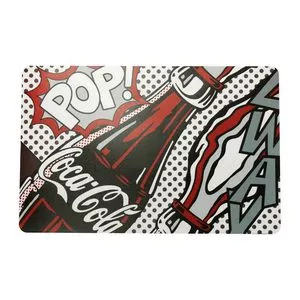 Lugar Americano Retangular Coca-Cola® Pop<BR>- Branco & Preto<BR>- 43x28cm