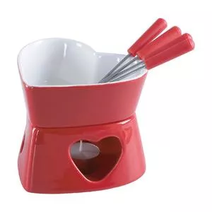 Jogo Para Fondue Herstal<BR>- Vermelho & Branco<BR>- 7Pçs<BR>- Etilux