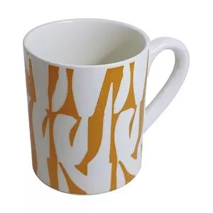 Caneca Gio Abstrata<BR>- Branca & Amarela<BR>- 330ml<BR>- Dynasty