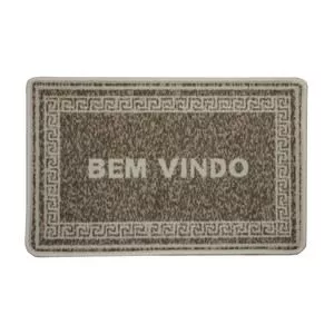 Capacho Bem Vindo<BR>- Cinza & Bege Claro<BR>- 60x40cm<BR>- Niazitex