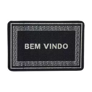 Capacho Bem Vindo<BR>- Preto & Off White<BR>- 60x40cm<BR>- Niazitex