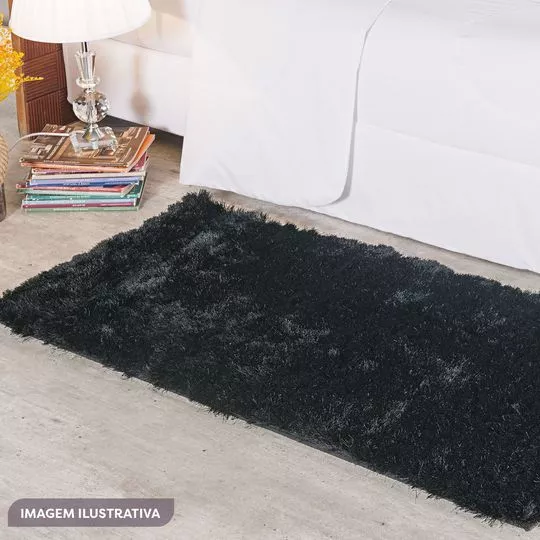 Tapete Silk Shaggy- Preto- 110x60cm- Niazitex