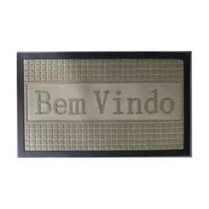 Capacho Lima Bem Vindo<BR>- Bege & Preto<BR>- 60x40cm<BR>- Niazitex