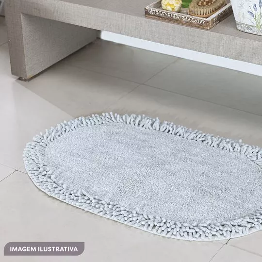 Tapete Suria Com Franja- Cinza Claro- 80x50cm- Niazitex