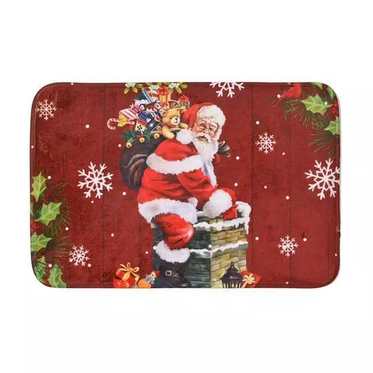 Tapete Papai Noel- Vermelho Escuro & Branco- 58,5x39,5cm- Mabruk